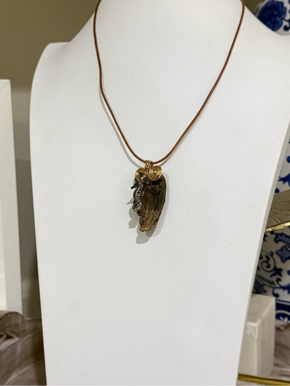 Handmade Seahorse and Driftwood Necklace